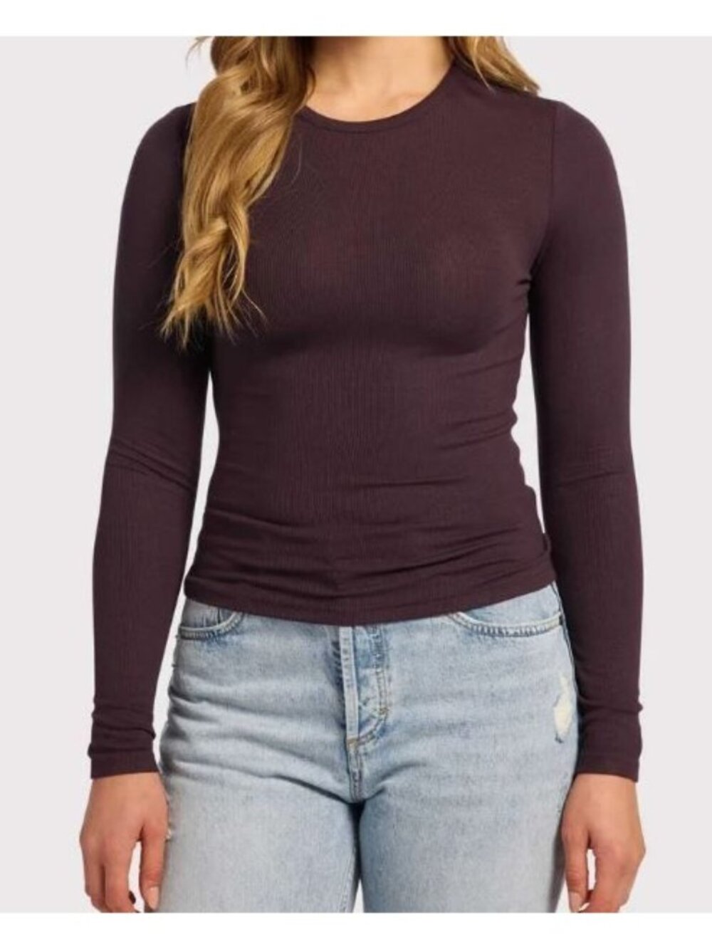 Nuuds Slinky Rib Long Sleeve Shirt Top Women Size XXL NWT Crew Soft Form Fitting